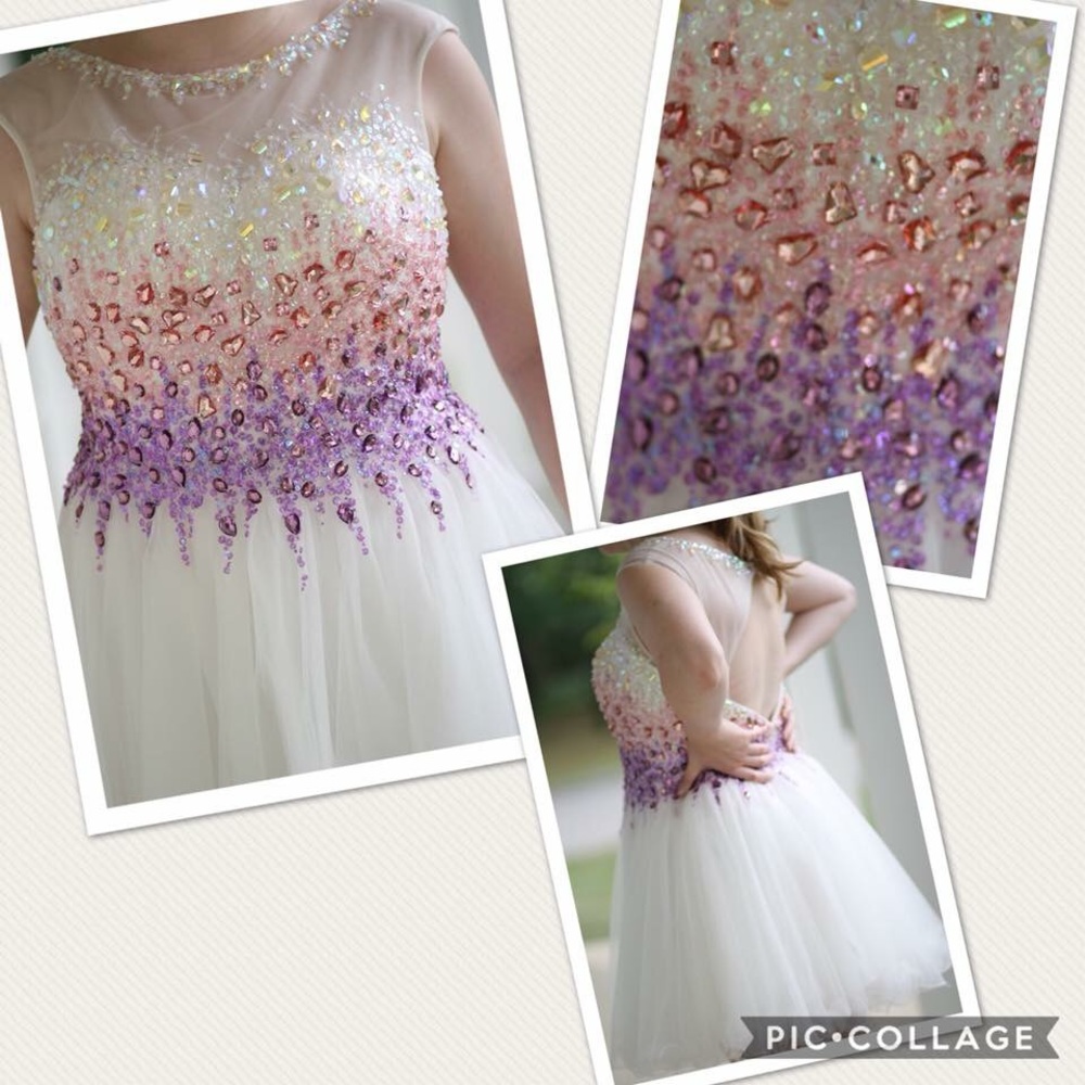 Dave & Johnny white tulle crystal dress.